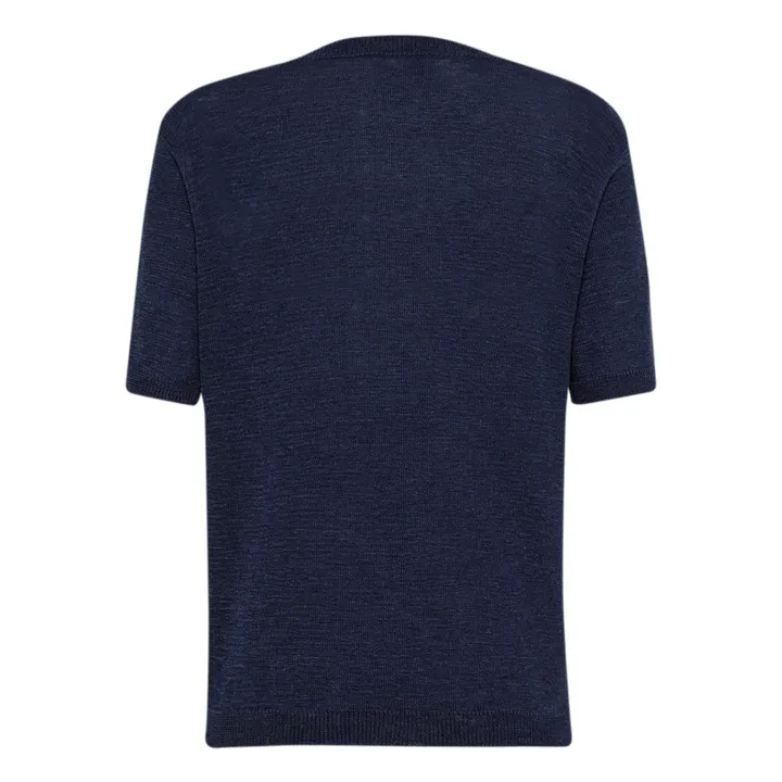 Maglione a maniche corte, in misto lino  | Blu marino- Immagine del prodotto n°3