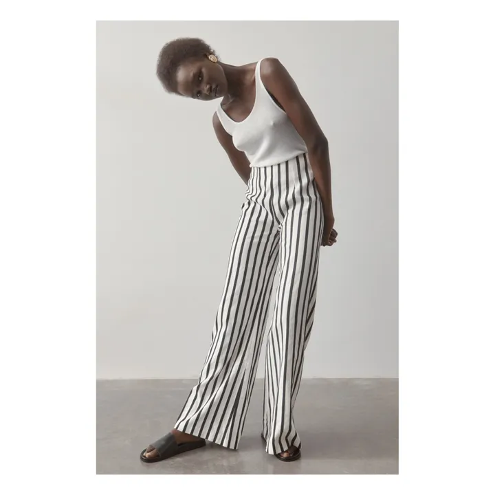 Pantalon Amo Lin Rayures | Ivoire- Image produit n°5
