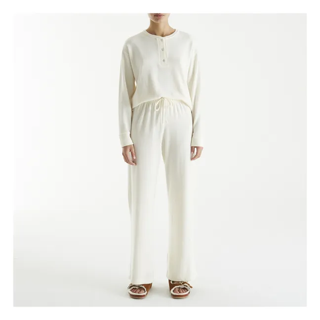 Wide Led Sweater Trousers | Cream