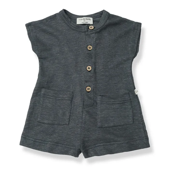 Nausica Linen Playsuit | Carbon- Product image n°0