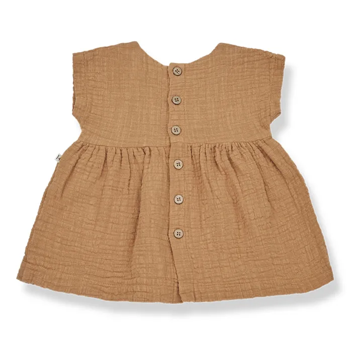 Xenia Double Cotton Muslin Dress | Chocolate- Product image n°1