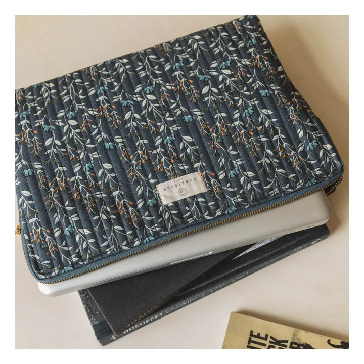 Cotton Print Laptop Sleeve | Navy blue- Product image n°1