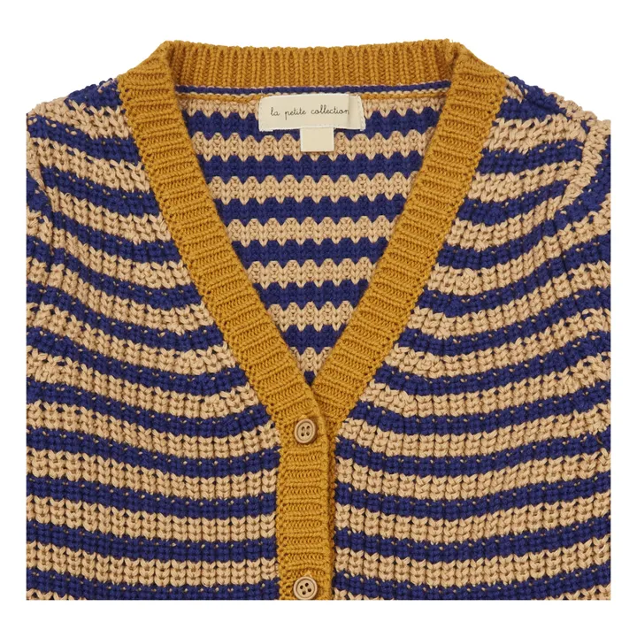 Wool and Cotton Striped Cardigan | Blue- Product image n°1