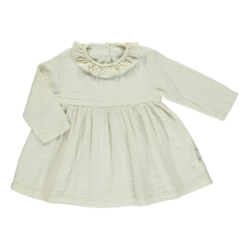 Poudre Organic Cream Campanule Double Cotton Muslin Dress