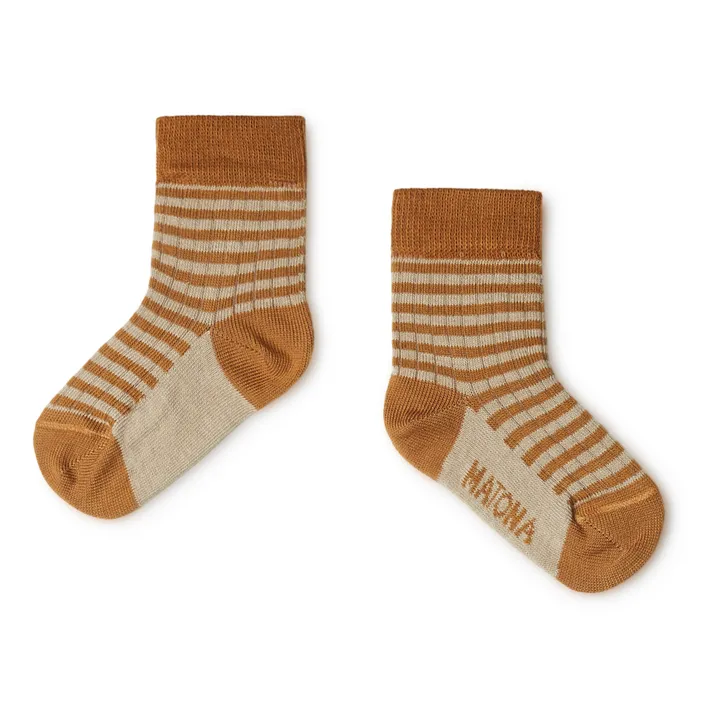 Organic Cotton Striped Socks | Ochre- Product image n°0