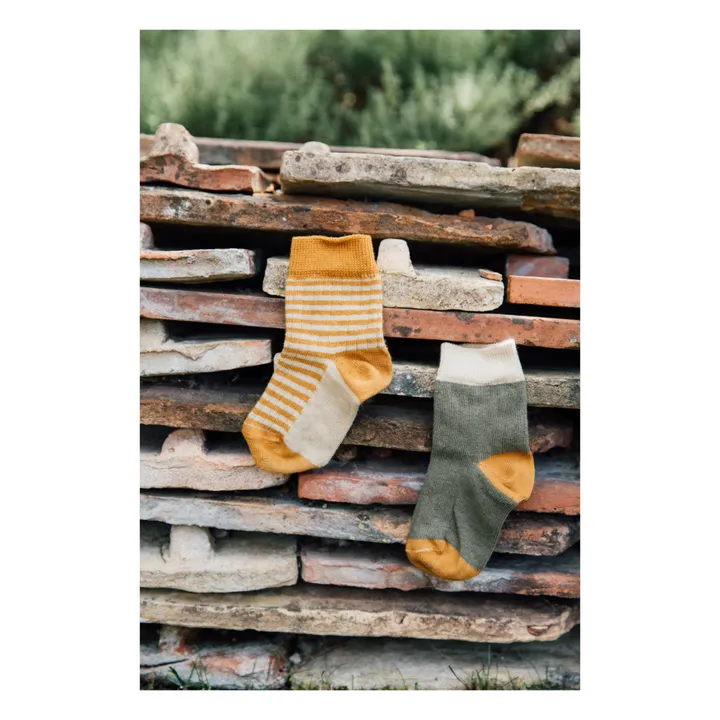 Organic Cotton Striped Socks | Ochre- Product image n°1