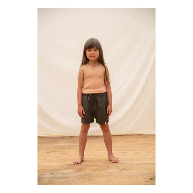 Camiseta de tirantes de algodón orgánico tejido gofrado | Rosa Melocotón