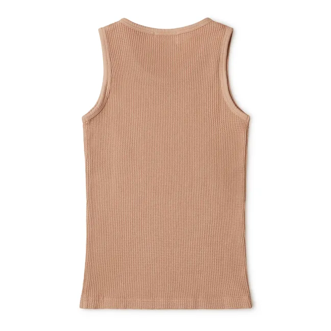Camiseta de tirantes de algodón orgánico tejido gofrado | Rosa Melocotón