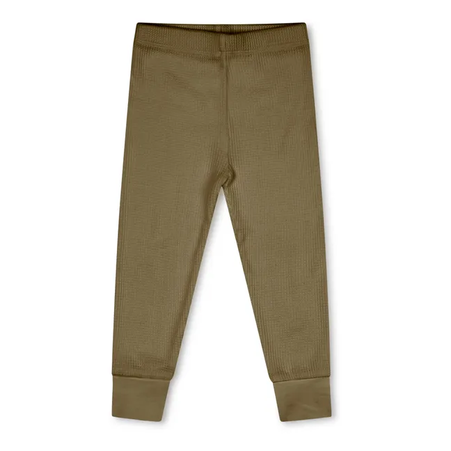 Organic Cotton Waffle Leggings | Olive green
