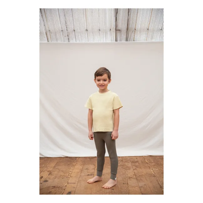 Organic Cotton Waffle Leggings | Olive green