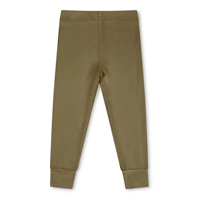 Organic Cotton Waffle Leggings | Olive green
