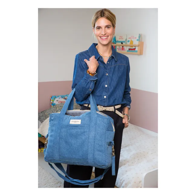 Borsa-fasciatoio, modello: Mini Darcy in denim sottoposto a upcycling | Blu denim chiaro