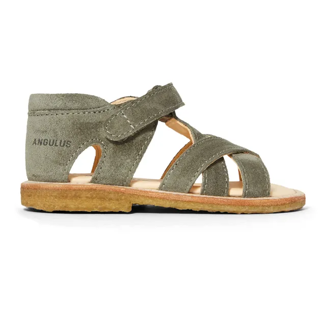 Crossover Velcro Sandals | Khaki