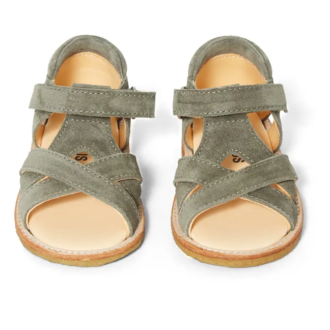 Crossover Velcro Sandals | Khaki