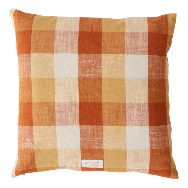Cuscino quadrato, modello: Kyoto Checker, in cotone bio | Arancione