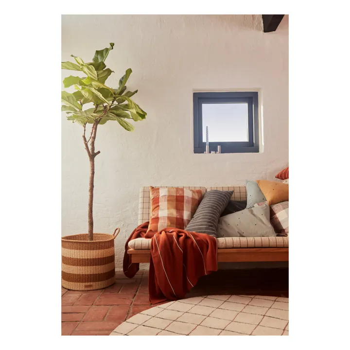Cuscino quadrato, modello: Kyoto Checker, in cotone bio | Arancione- Immagine del prodotto n°1