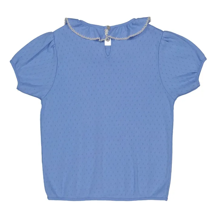 T-Shirt Pointelle Coton Bio Cazia | Bleu- Image produit n°1