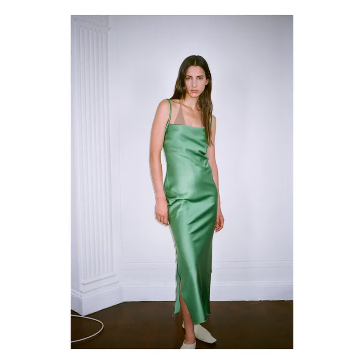 Vestito Irma, in seta | Verde- Immagine del prodotto n°1