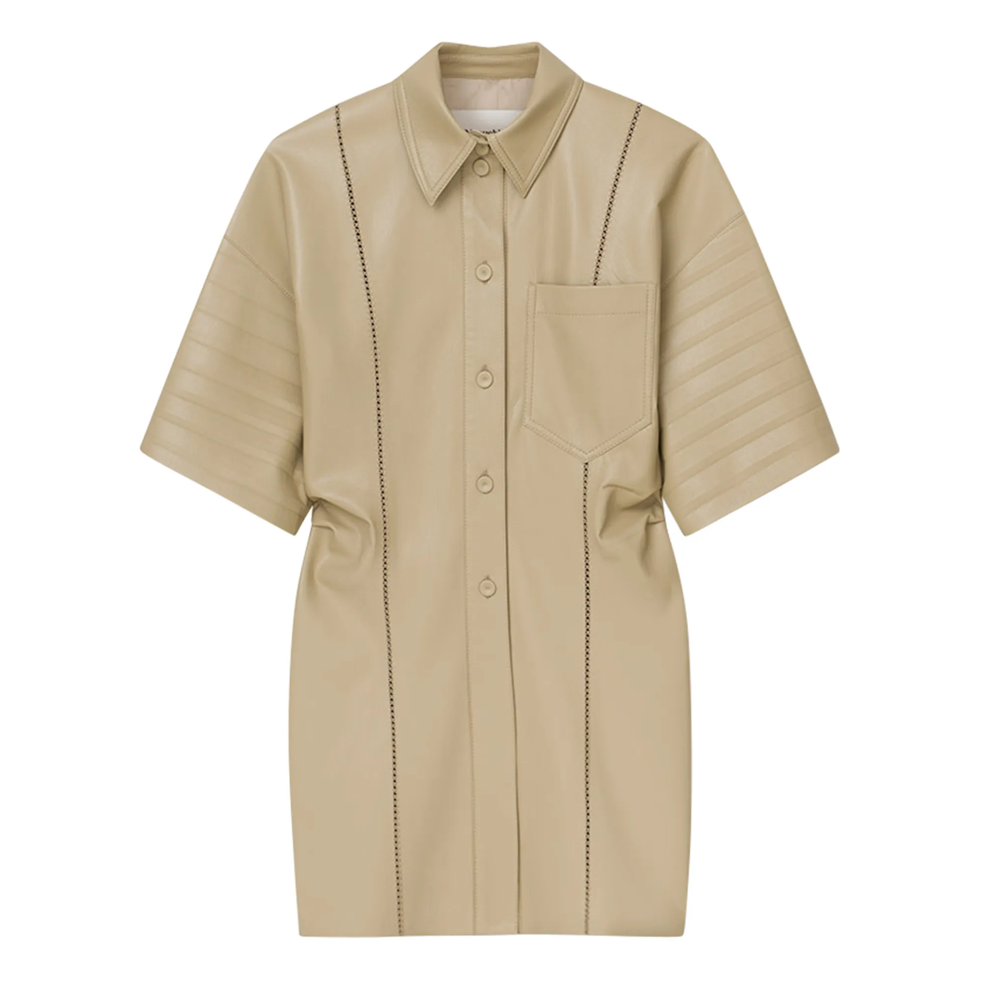 Nanushka Beige Taya Vegan Leather Shirt
