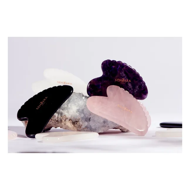 Gua Sha Cœur à dents Quartz Rose