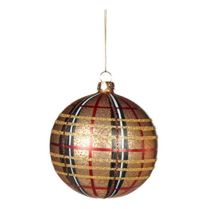 Tartan Christmas Bauble | Gold- Product image n°0