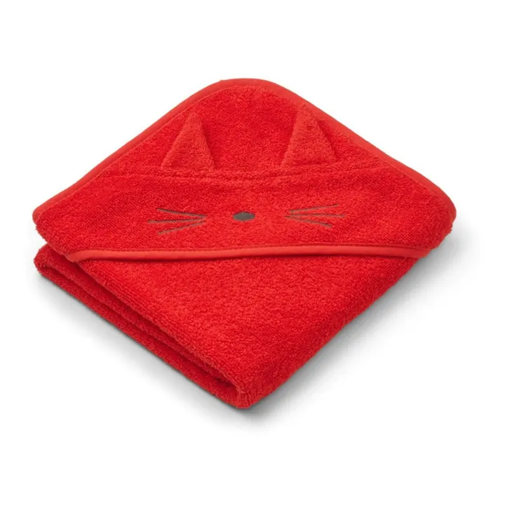 Telo da bagno Albert in cotone biologico Gatto | Rosso- Immagine del prodotto n°0