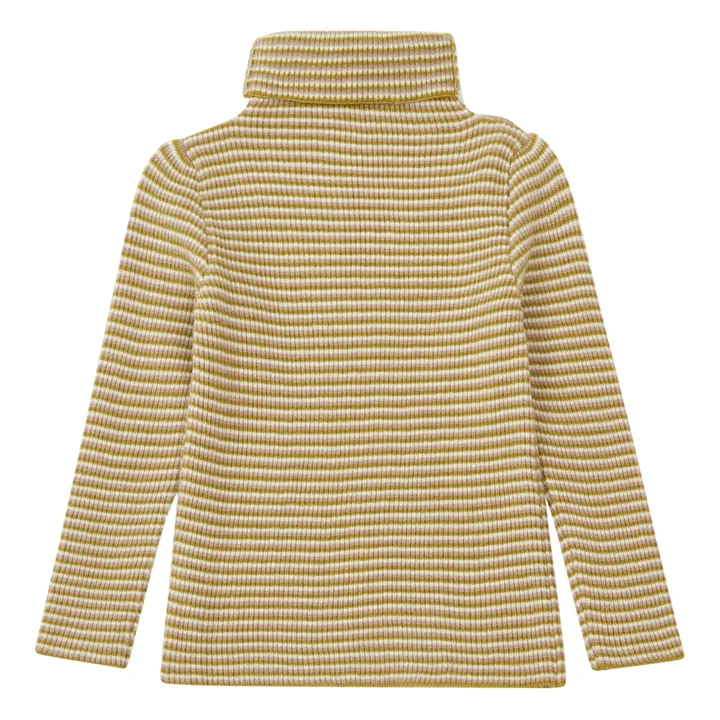 Ali Striped Polo Neck Woollen Jumper | Ecru- Product image n°1