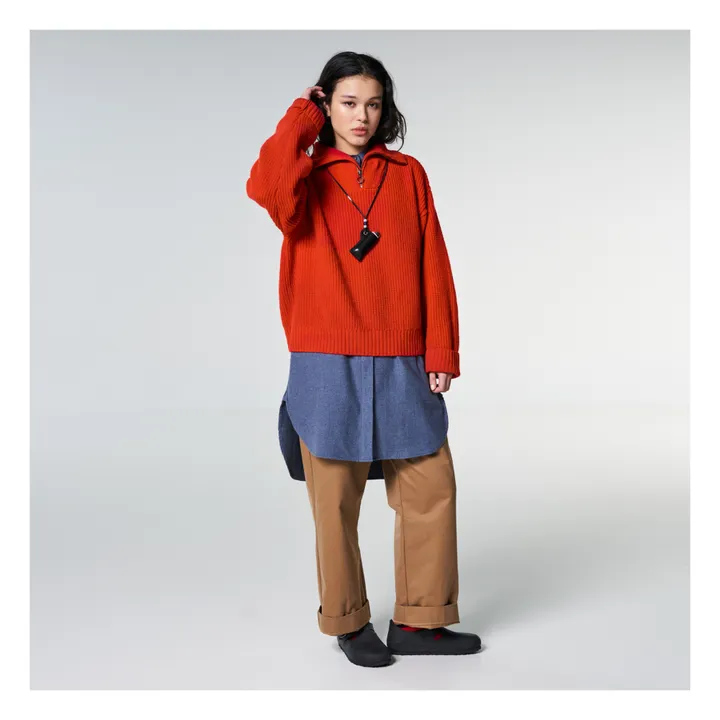 Fly Deck Merino Wool Jumper | Orange- Product image n°1