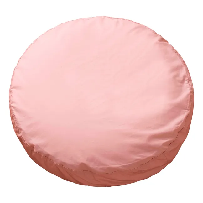 Rundes Kissen aus organischem Perkal | Blush