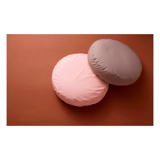 Rundes Kissen aus organischem Perkal | Blush