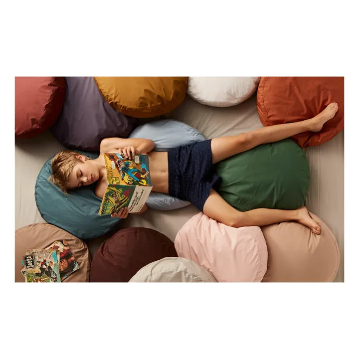 Coussin rond en percale organique | Bleu ciel- Image produit n°1