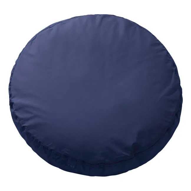 Cojín redondo de percal orgánico | Azul Marino