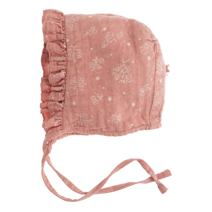 Organic Cotton Muslin Floral Hat | Pink- Product image n°0