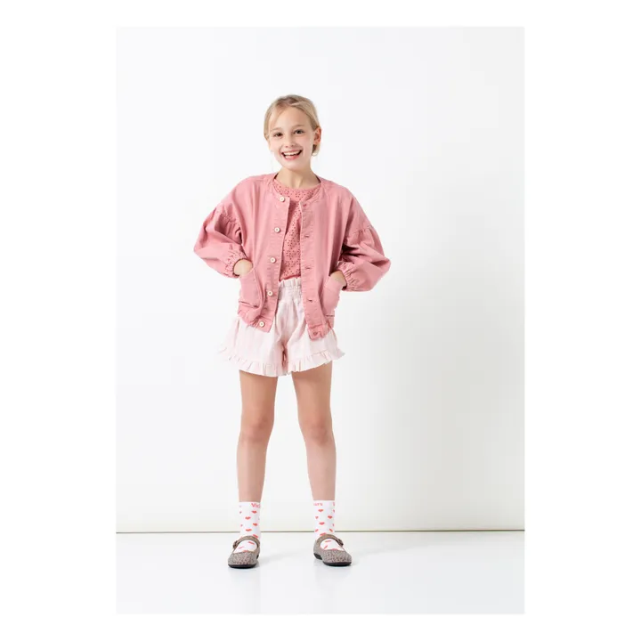 Oversize Sleeve Denim Jacket | Dusty Pink- Product image n°1
