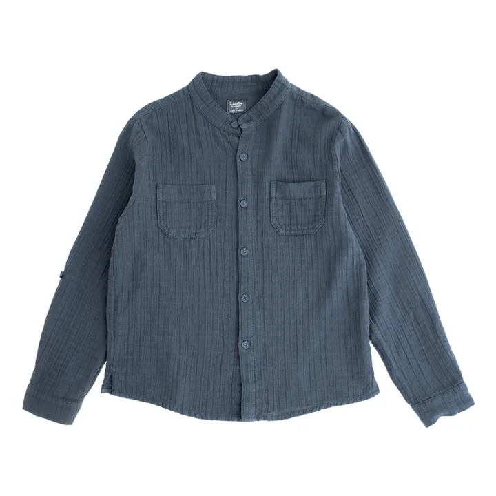 Organic Cotton Muslin Shirt | Blue- Product image n°0