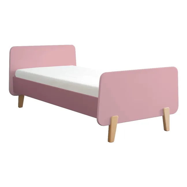 Natural Wood MM Footed Bed | Dusty Pink