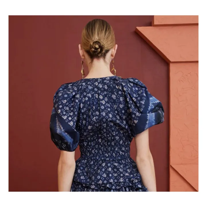 Ines Chevron Shibori Poplin Dress | Navy blue- Product image n°2