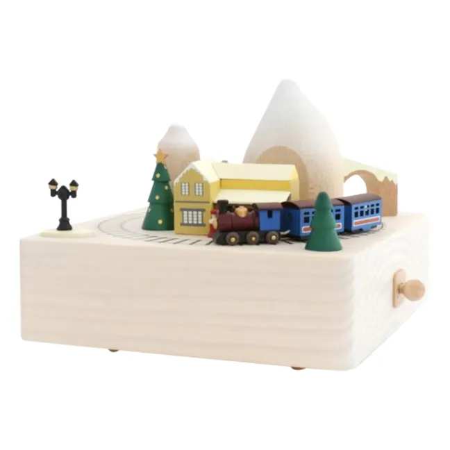 Caja de música de madera Tren de invierno