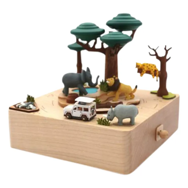 Boite à musique en bois Safari