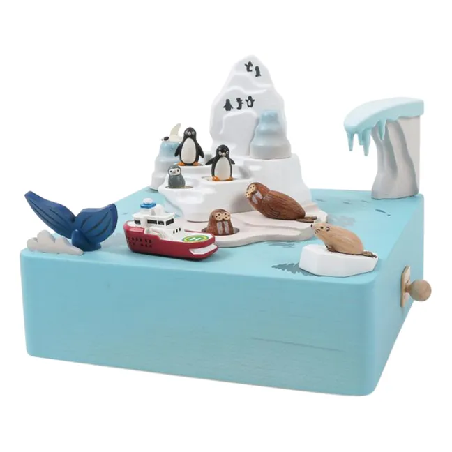 Caja de música de madera Antártica