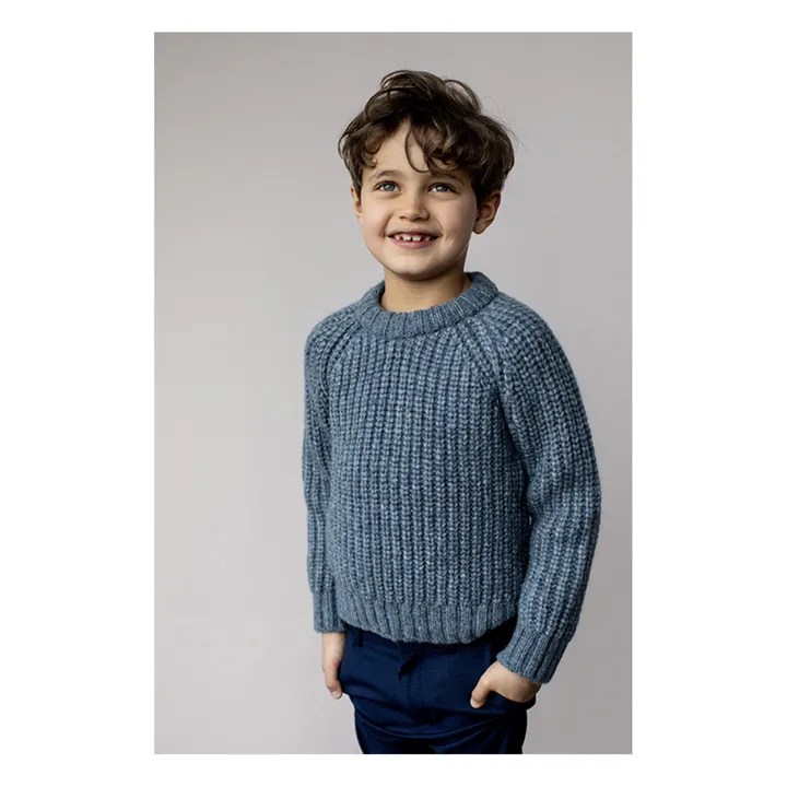 Maglione in lana merino di alpaca per bambini Martin | Blu- Immagine del prodotto n°1