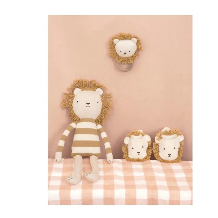 Lion Baby Booties in Organic Cotton | Natural- Product image n°1