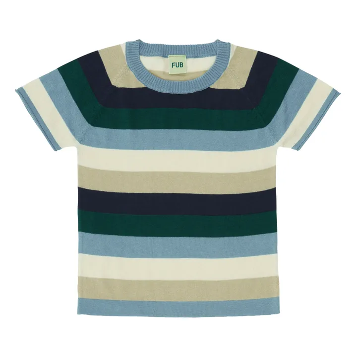 Organic Cotton Multi Stripe T-shirt | Light blue- Product image n°0
