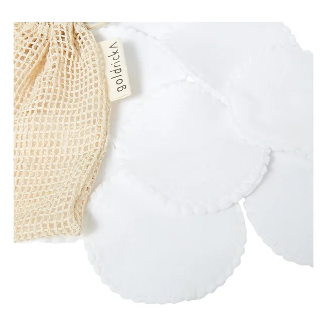 Dischetti di cotone, riutilizzabili, in cotone bio - Set di 15 | Bianco
