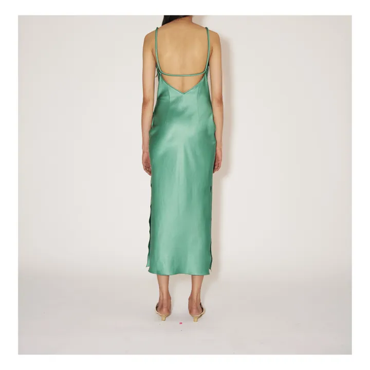 Vestito Irma, in seta | Verde- Immagine del prodotto n°4
