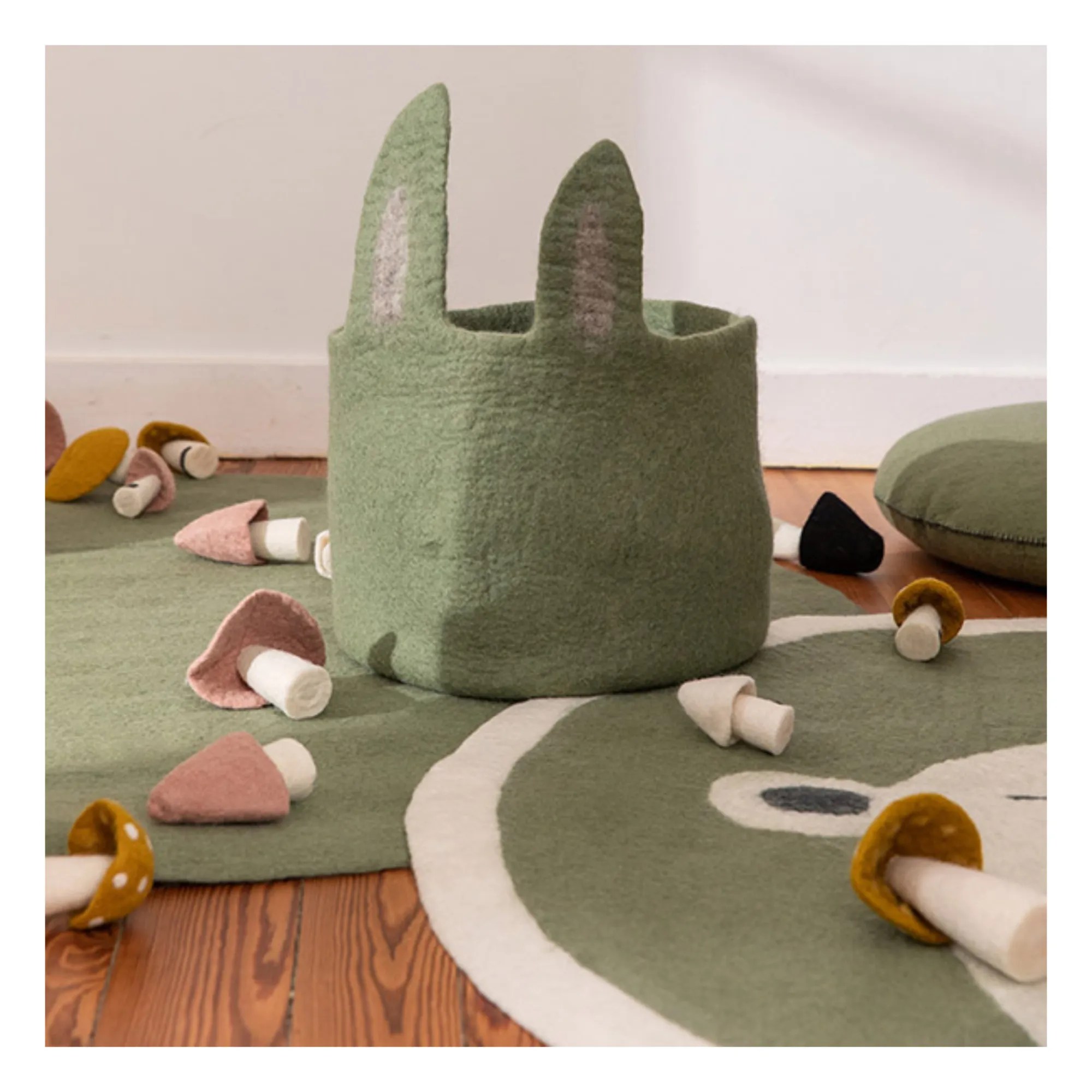 Corbeille Pasu Lapin en feutre | Vert pâle- Image produit n°1