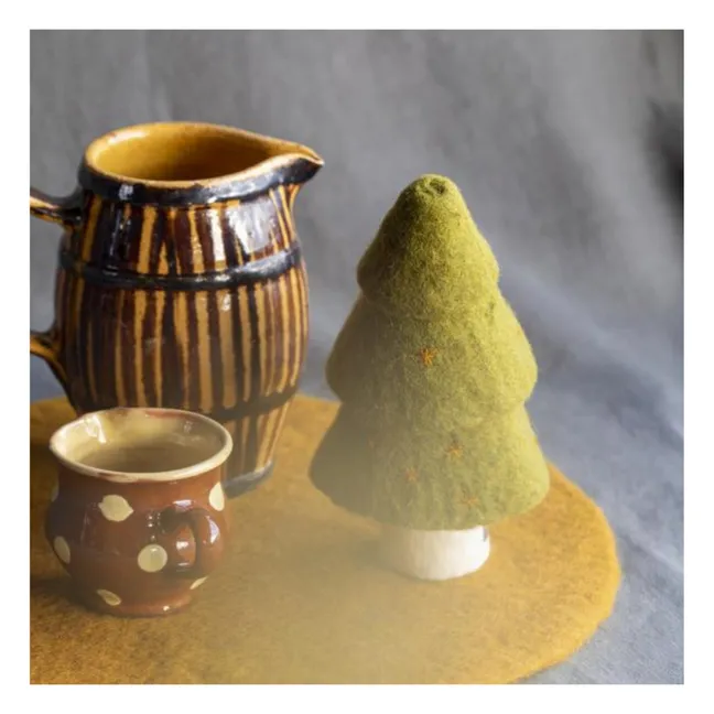 Dekorativer Weihnachtsbaum aus Filz - 3er-Set | Anisgrün