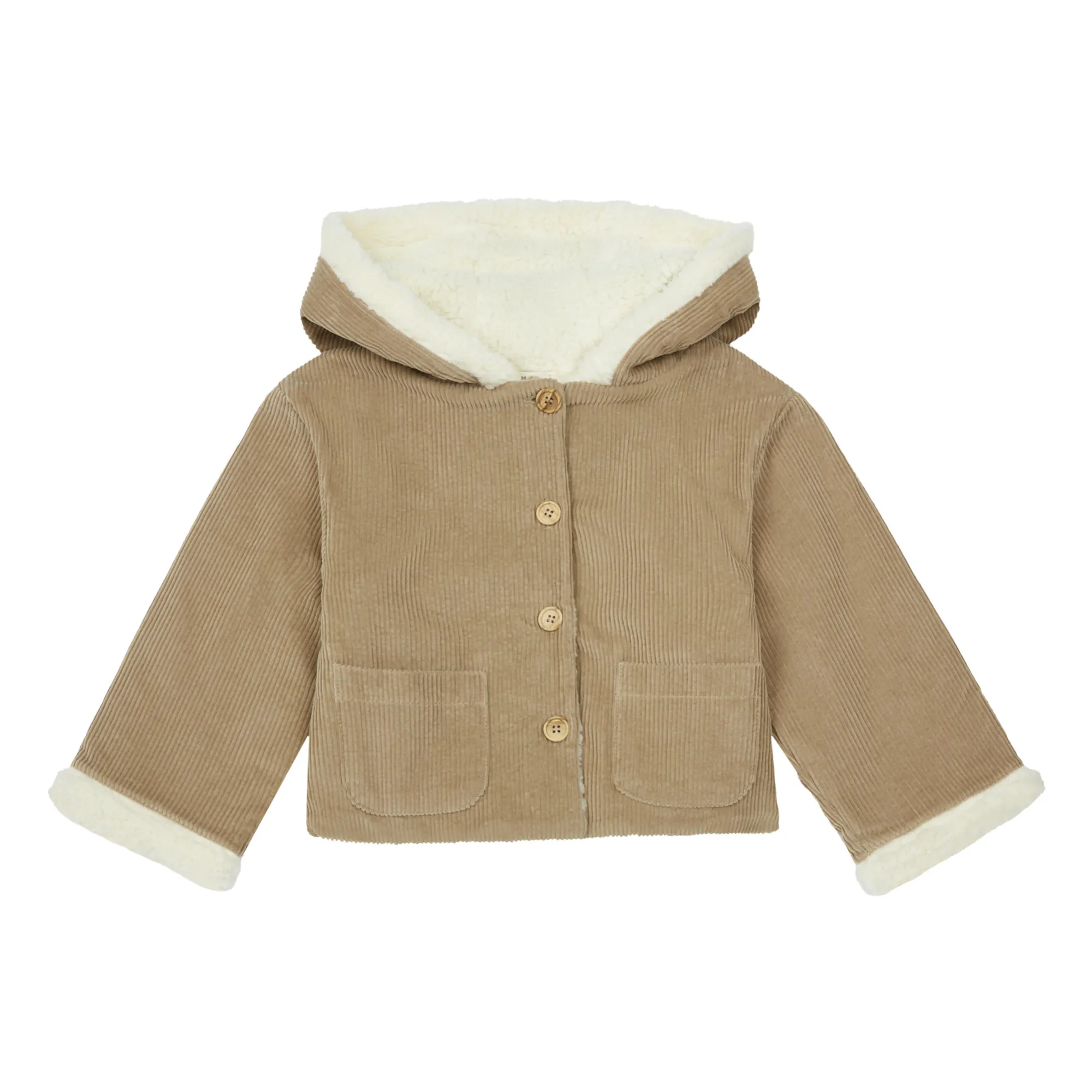 Marlot Paris Beige Andrea Sherpa-Lined Corduroy Coat