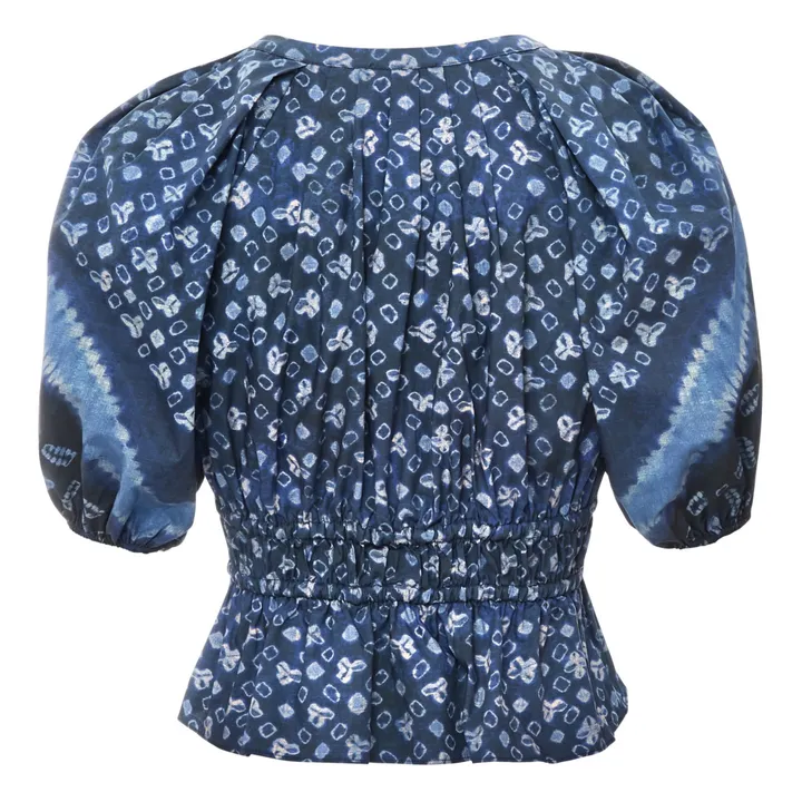 Ines Chevron Shibori Poplin Dress | Navy blue- Product image n°3