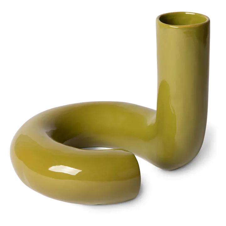 Vase Twisted en céramique | Vert olive- Image produit n°0